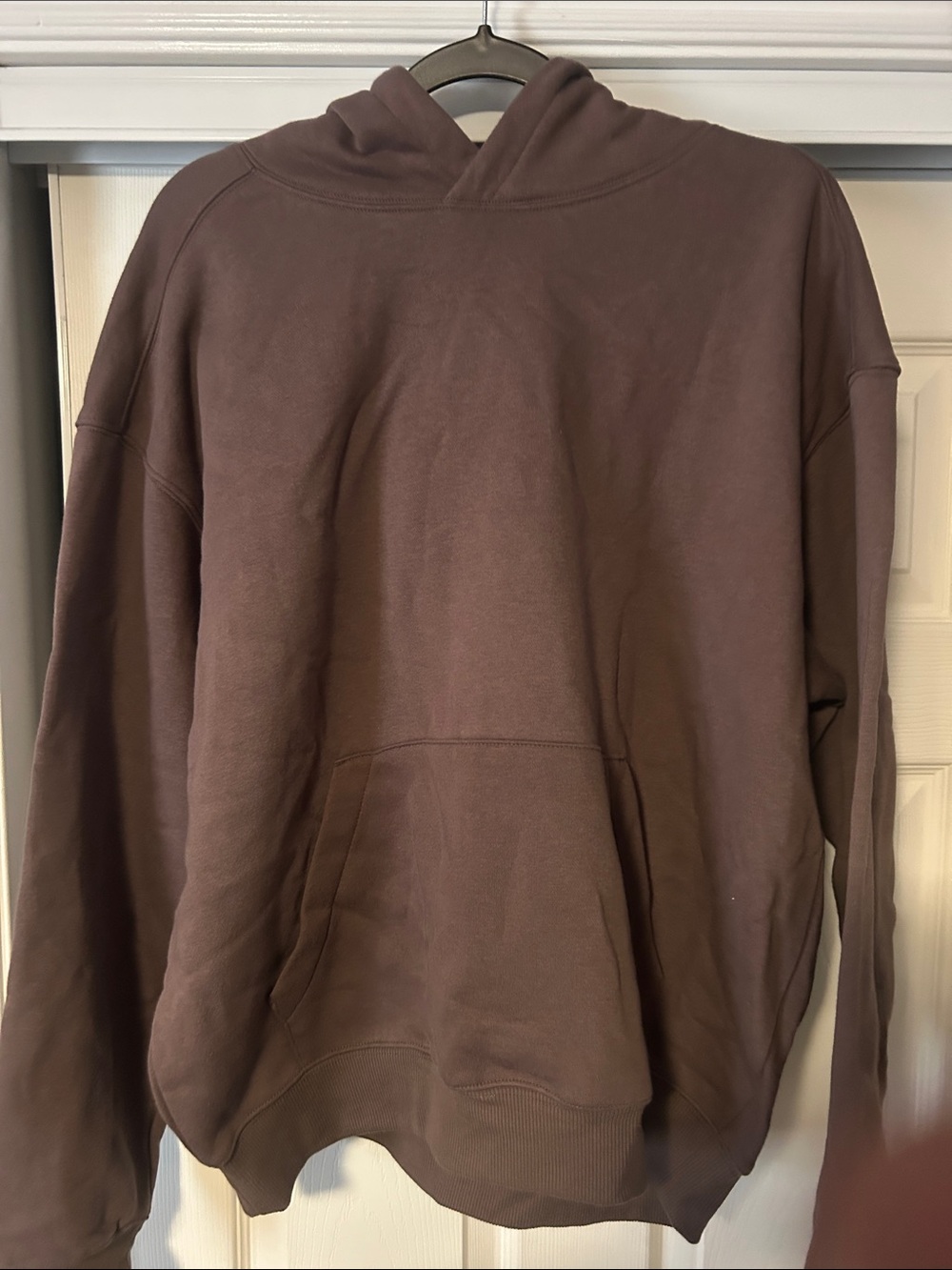 Cotton On Men's Brown box fit Hoodie - Solid Chocolate Tone